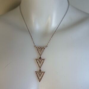 Altar’d State Necklace Rose Goldtone Art Deco Triangle Rhinestone Adjustable 16"